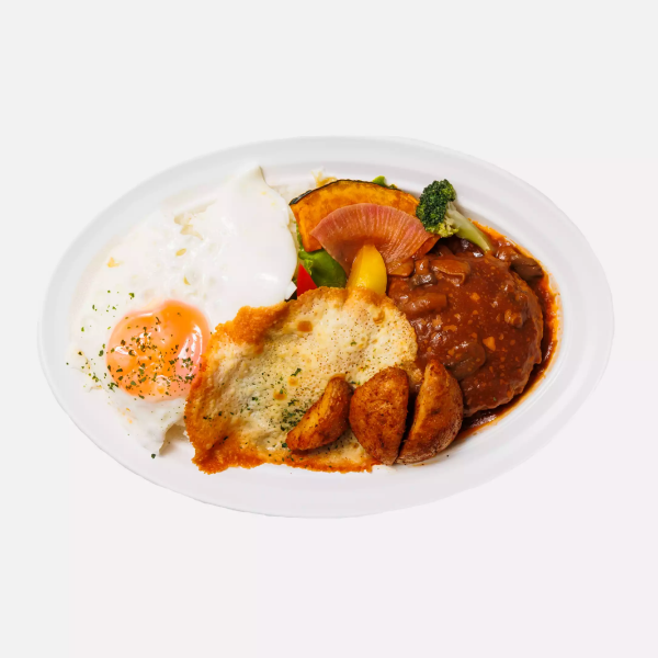 赤ワイン香るデミグラスソースハンバーグロコモコプレート